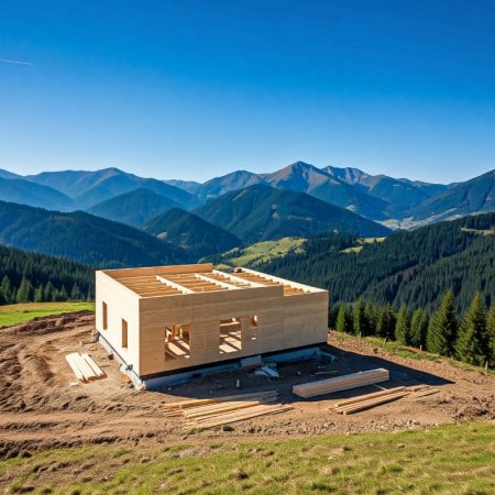 Konstruktion von CLT-Platten 4 CLT. Glulam, glued laminated timber. A house made of wood. Eco houses.house made of wood, house made of logs, house made of timber, wooden house, chalet, alpine house, eco house, project of a wooden house, construction of a wooden house