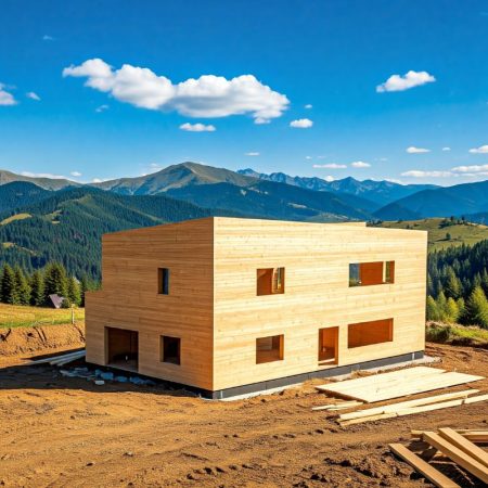 Konstruktion von CLT-Platten 5 CLT. Glulam, glued laminated timber. A house made of wood. Eco houses.house made of wood, house made of logs, house made of timber, wooden house, chalet, alpine house, eco house, project of a wooden house, construction of a wooden house