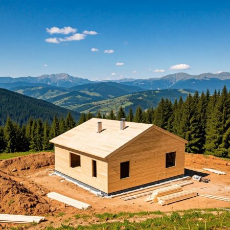 Konstruktion von CLT-Platten 2 CLT. Glulam, glued laminated timber. A house made of wood. Eco houses.house made of wood, house made of logs, house made of timber, wooden house, chalet, alpine house, eco house, project of a wooden house, construction of a wooden house